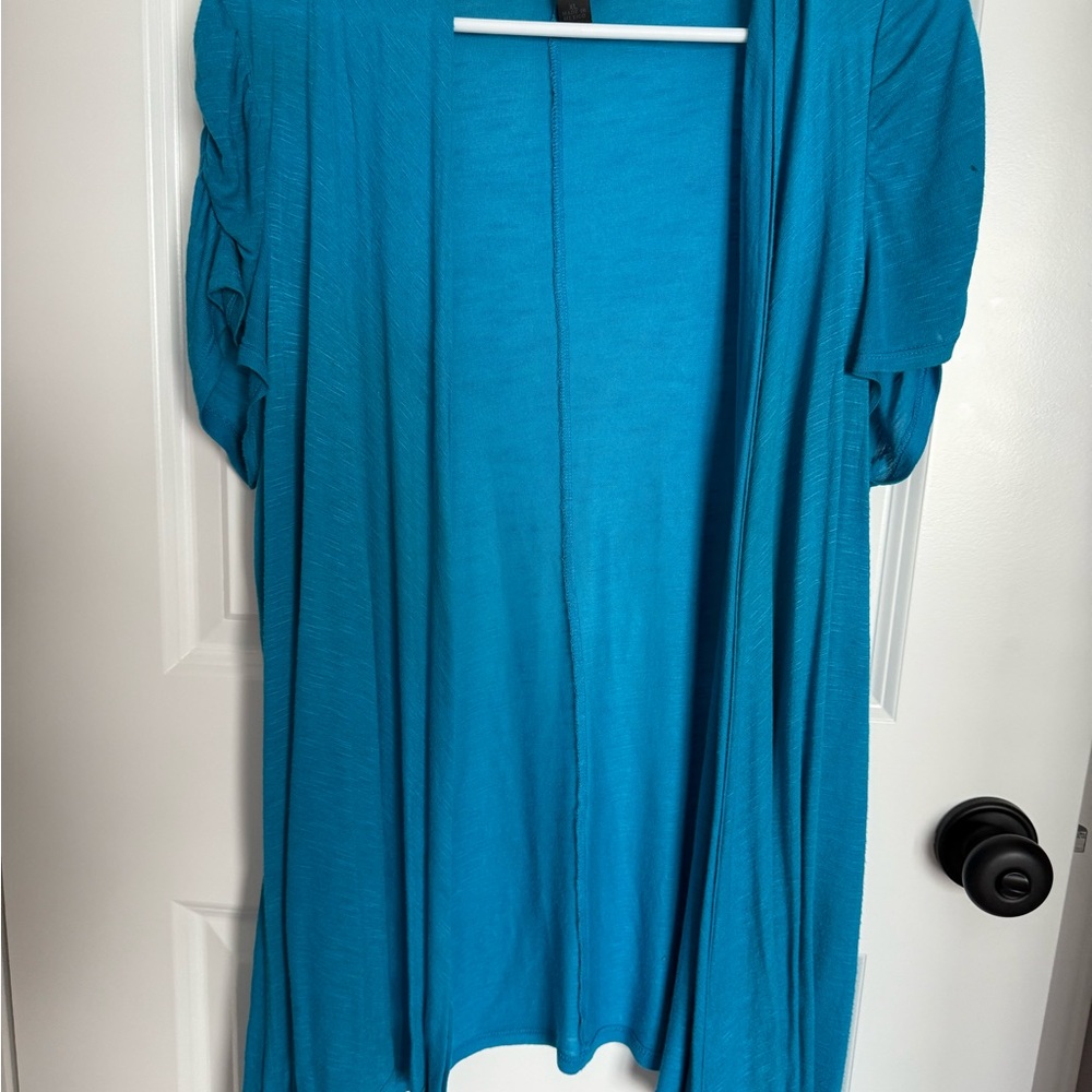 AB Studio Turquoise Open Front Cardigan